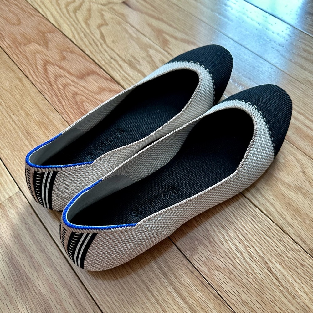 Rothy's Black and Cream Flats